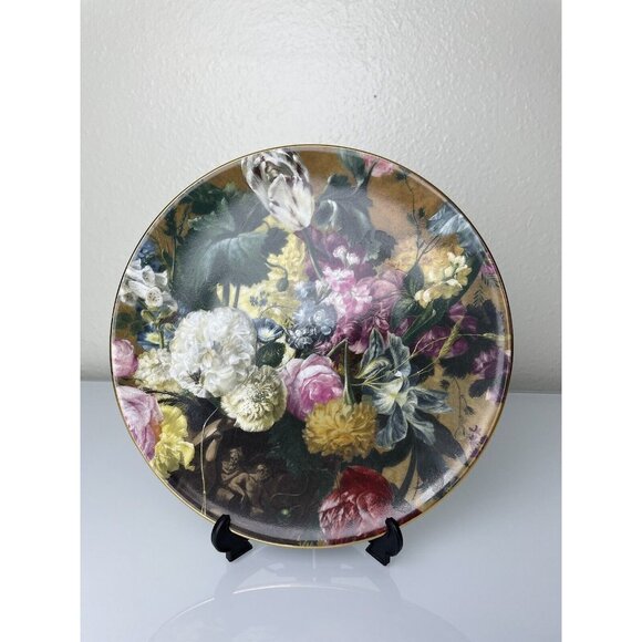 Porcelaine LG C. Limoges Dec. a la main Fully Decorated Floral Plate, Wall Decor - Picture 8 of 9